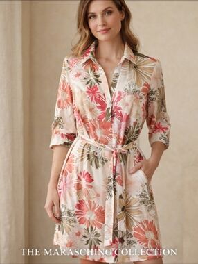 New York & Company Floral Tie Waist Dress | XL